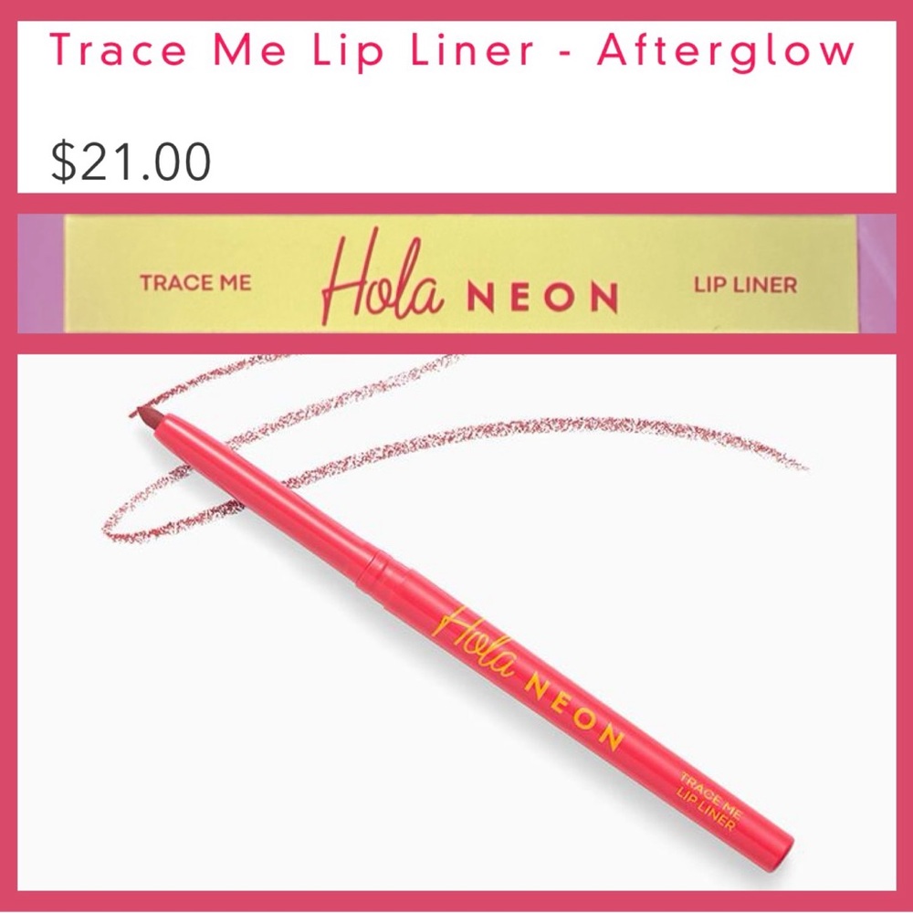 Hola Neon Lip Liner -Afterglow -Trace Me Lip Liner - Brick Rose Dusty Pink NIB